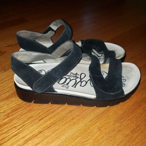 ALEGRIA ANA-601 BLACK LEATHER SANDALS